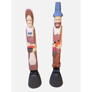 Thanksgiving Pilgrim Figurines Thin Holiday Figures